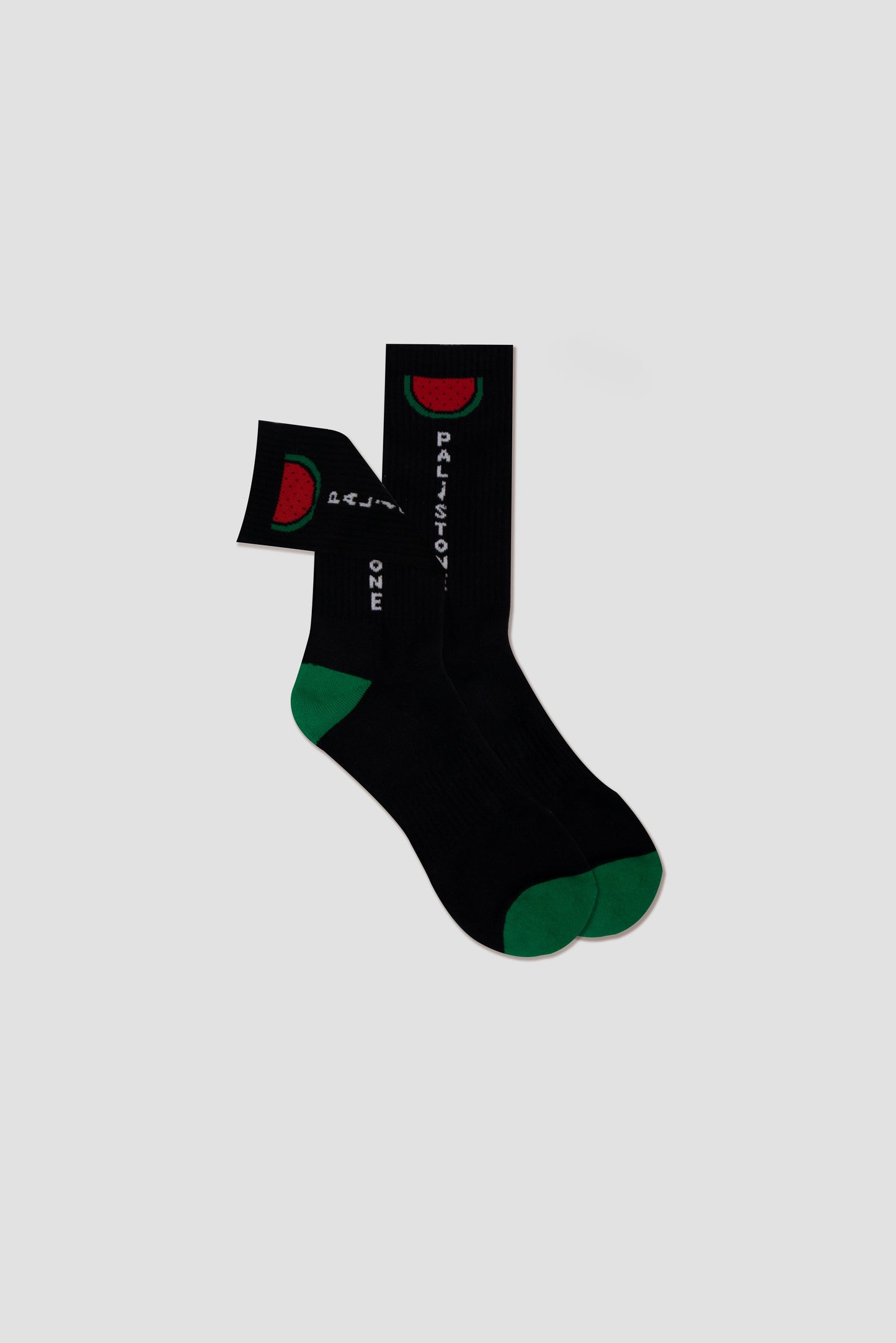 Palestinian socks with black and white watermelon design – Symbol of Palestinian heritage