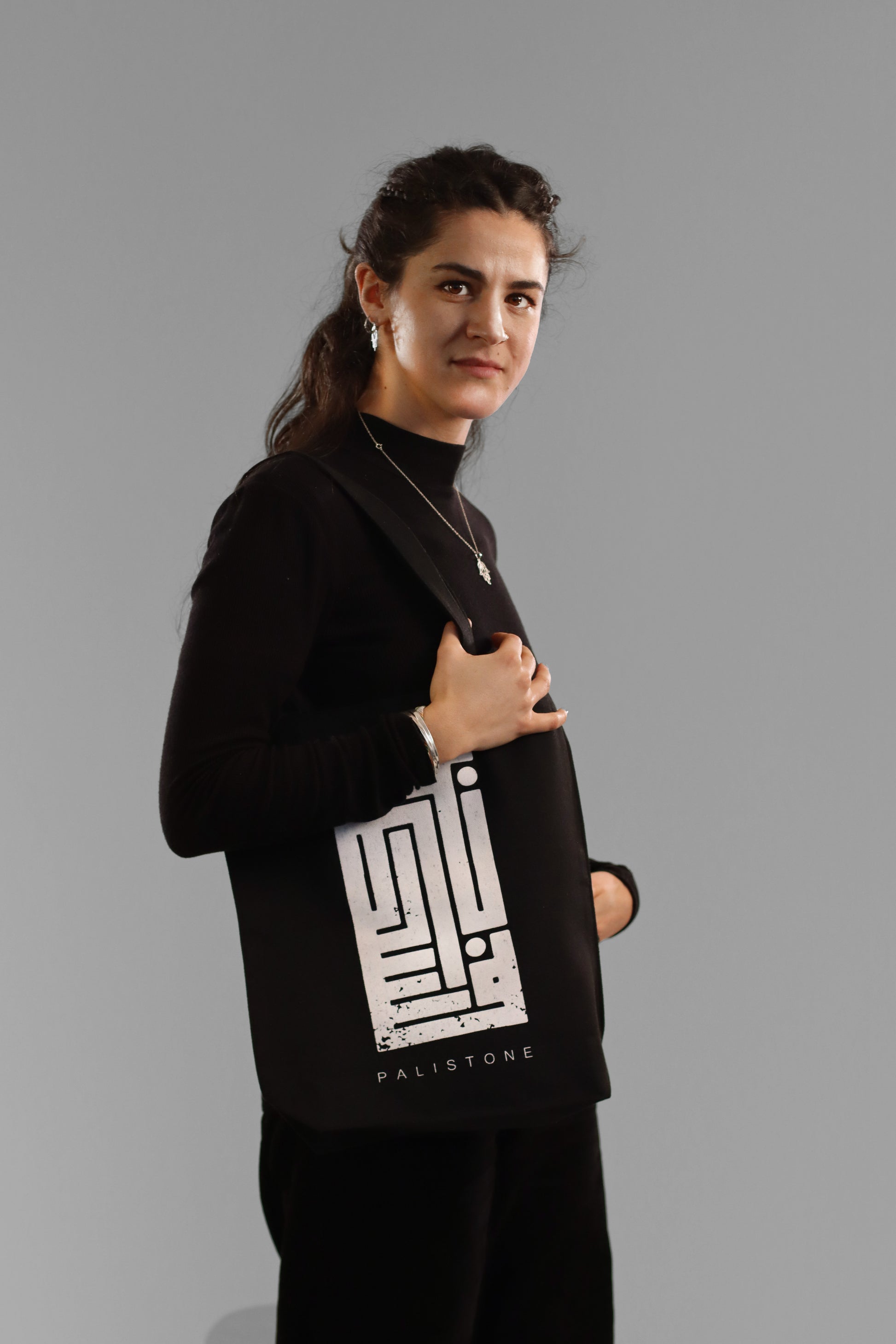 Handmade tote bag, Palestinian fabric bag, Arabic calligraphy bag, Palestine print bag