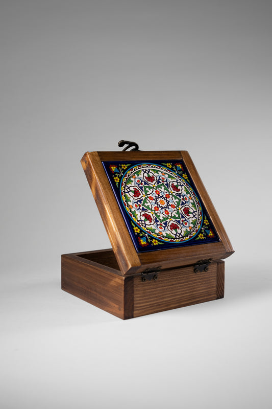 handcrafted wooden box from Hebron, Palestine, Ceramic box - palistone brand