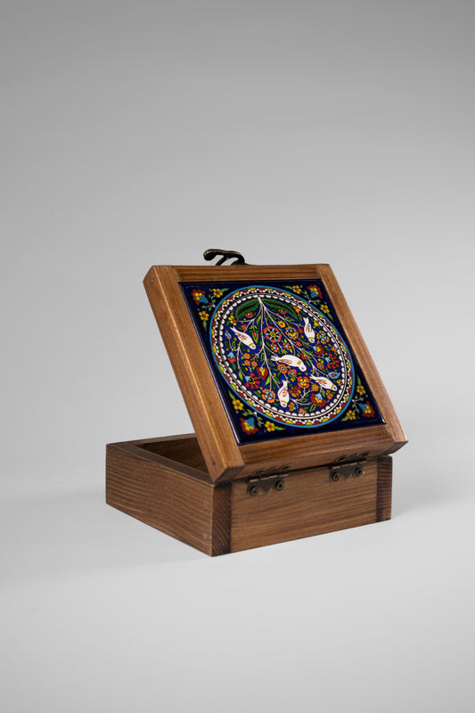 handcrafted wooden box from Hebron, Palestine, Ceramic box - palistone brand