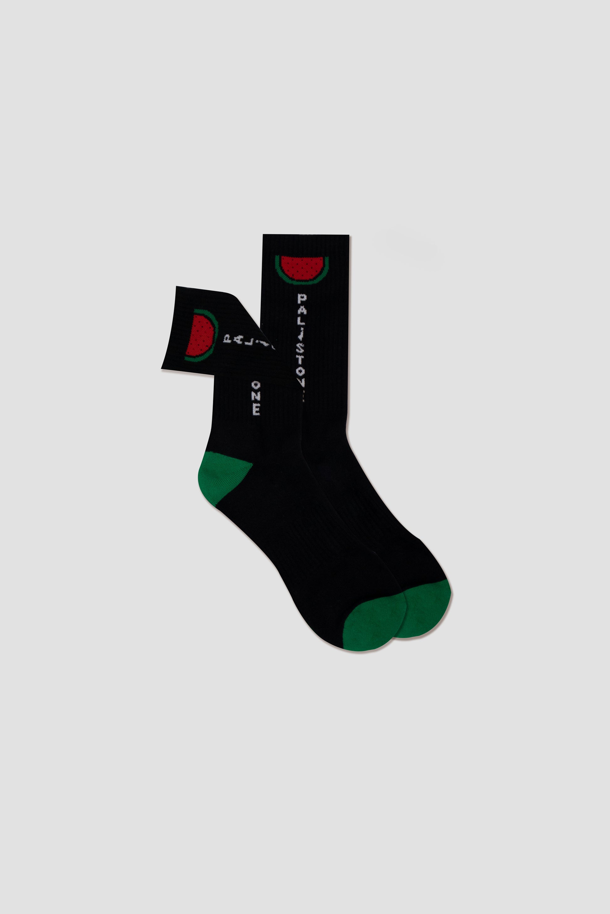 Palestinian socks with black and white watermelon design – Symbol of Palestinian heritage